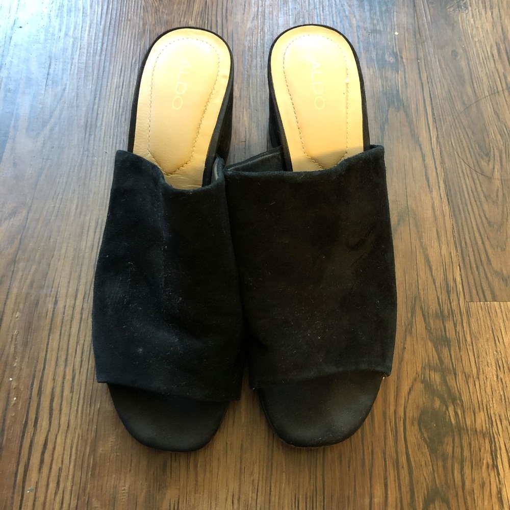 Aldo black suede mule